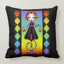 Hotty Pixie Stick Fire Starter Fairy Throw Pillow pillows