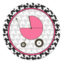 Houndstooth and Pink Baby Carriage Sticker