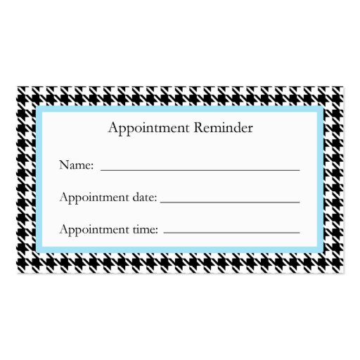 Houndstooth Appointment Reminder Card Business Card Templates (back side)