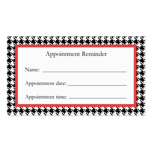 Houndstooth Appointment Reminder Card Business Card Templates (back side)