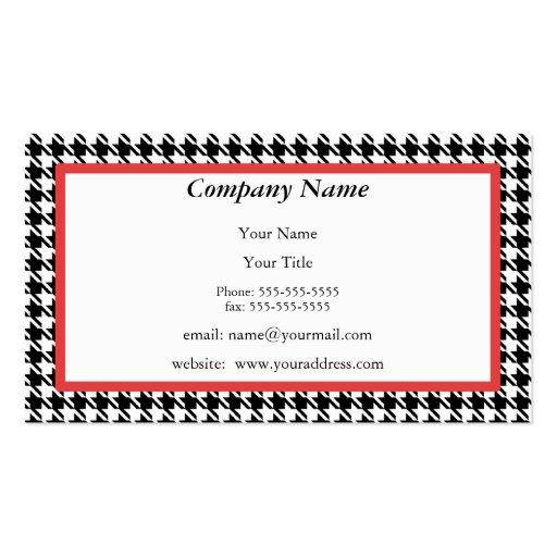 Houndstooth Appointment Reminder Card Business Card Templates (front side)