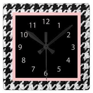 houndstooth black and white with pink ribbon
