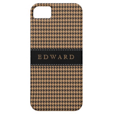 Houndstooth Classic Personalize Case Brown | Black iPhone 5 Case
