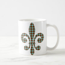 houndstooth fleur de lis mug
