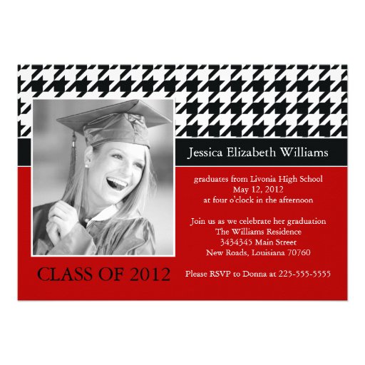 Houndstooth Graduation Personalized Invite