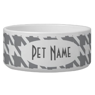 Houndstooth Gray Personalized Pet Food Bowl