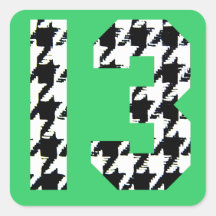 Houndstooth Lucky Number 13 Sticker