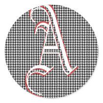 Houndstooth Monogrammed Custom Letter Round Sticker