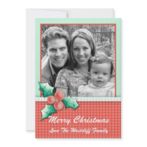 Houndstooth 'N Holly Holiday Cards invitations