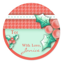 Houndstooth 'N Holly Holiday Gift Label stickers