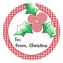 Houndstooth 'N Holly Holiday Gift Label stickers