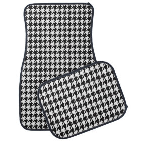 Houndstooth Pattern Black and White Floor Mat