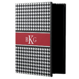 Houndstooth Pattern & Monogram | Black White Red iPad Air Cases