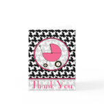 Houndstooth / Pink Baby Carriage Thank You cards