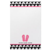 Houndstooth & Pink Flip Flops Stationery