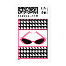 Houndstooth & Pink Retro Sunglasses Postage