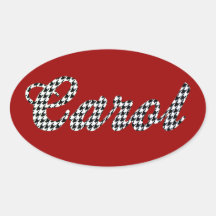 Houndstooth Print Name Carol Oval Stickers