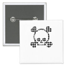 Houndstooth skull pinback buttons
