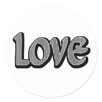 Houndstooth Small Love Classic Round Sticker