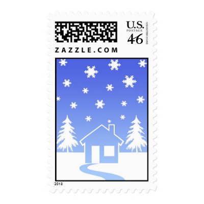 House and trees in snow stamps by cycreation