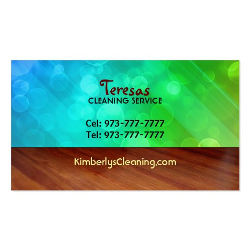 House cleaner business cards (back side)