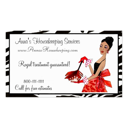 House Cleaning Diva / African A. Business Cards (front side)