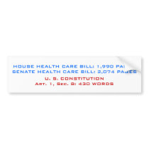 HOUSE HEALTH CARE BILL: 1,990 PAGESSENATE HEALT... BUMPER STICKER