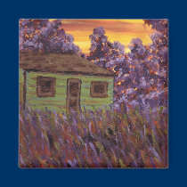 House in the grass magnets