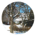 House on Hill in Winter sticker