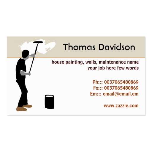 house painter business card (front side)