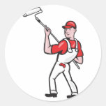 House Painter With Paint Roller Cartoon Stickers