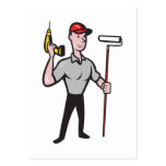 House painter with painting roller paint can business card template