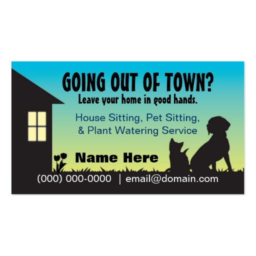 House / Pet Sitting & Plant Watering Business Card (front side)