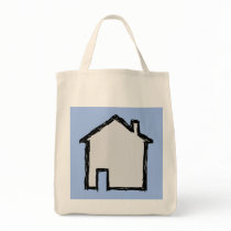 House Sketch. Black and Blue. Canvas Bags