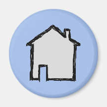 House Sketch. Black and Blue. Fridge Magnets