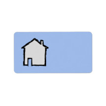 House Sketch. Black and Blue. Personalized Address Label