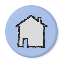 House Sketch. Black and Blue. Fridge Magnets