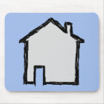 House Sketch. Black and Blue. Mousepad