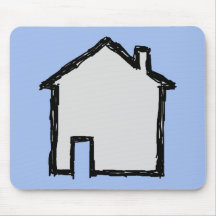 House Sketch. Black and Blue. Mousepad