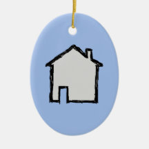 House Sketch. Black and Blue. Ornaments
