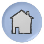House Sketch. Black and Blue. Party Plate