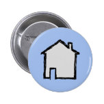 House Sketch. Black and Blue. Pinback Buttons