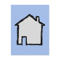 House Sketch. Black and Blue. Postcards