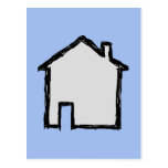 House Sketch. Black and Blue. Postcards