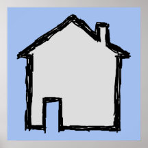 House Sketch. Black and Blue. Posters