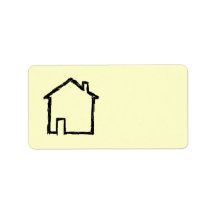 House Sketch. Black and Cream. Address Label
