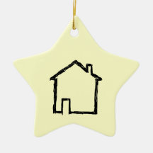 House Sketch. Black and Cream. Christmas Ornament