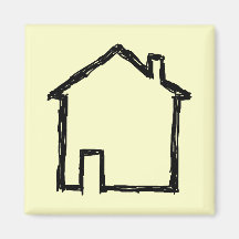 House Sketch. Black and Cream. Fridge Magnets
