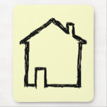 House Sketch. Black and Cream. Mouse Pad
