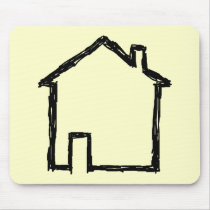 House Sketch. Black and Cream. Mouse Pad